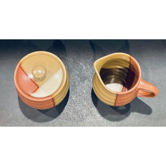 SANGO Gold Dust & Sienna CREAMER JUG & SUGAR BOWL w/ LID SET Discontinued EUC - Picture 3 of 6